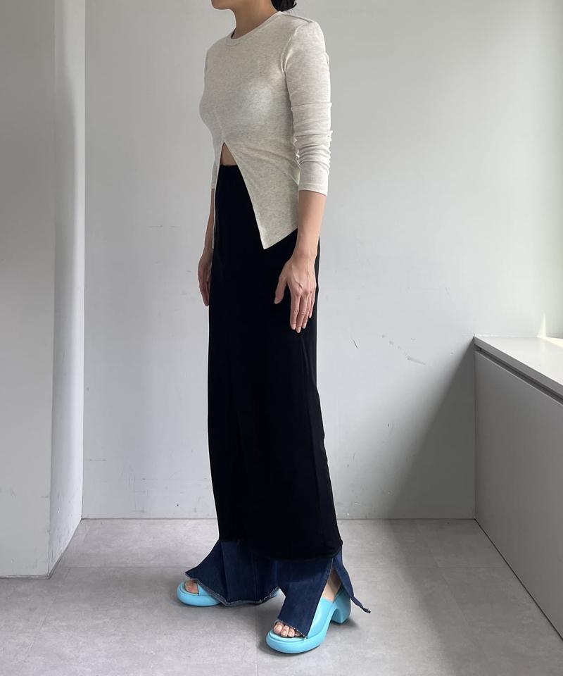 Sheer rib zip skirt