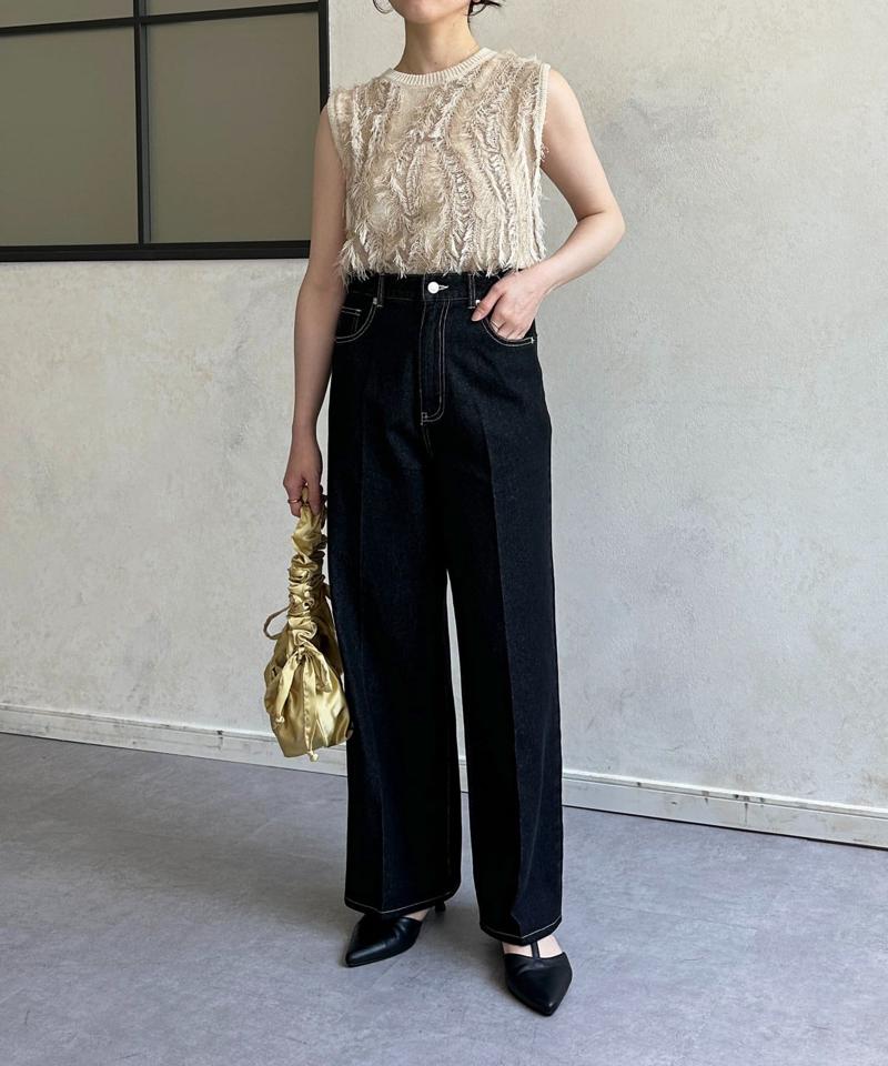 【Yuna企画】ハイウエストストレートデニムパンツ