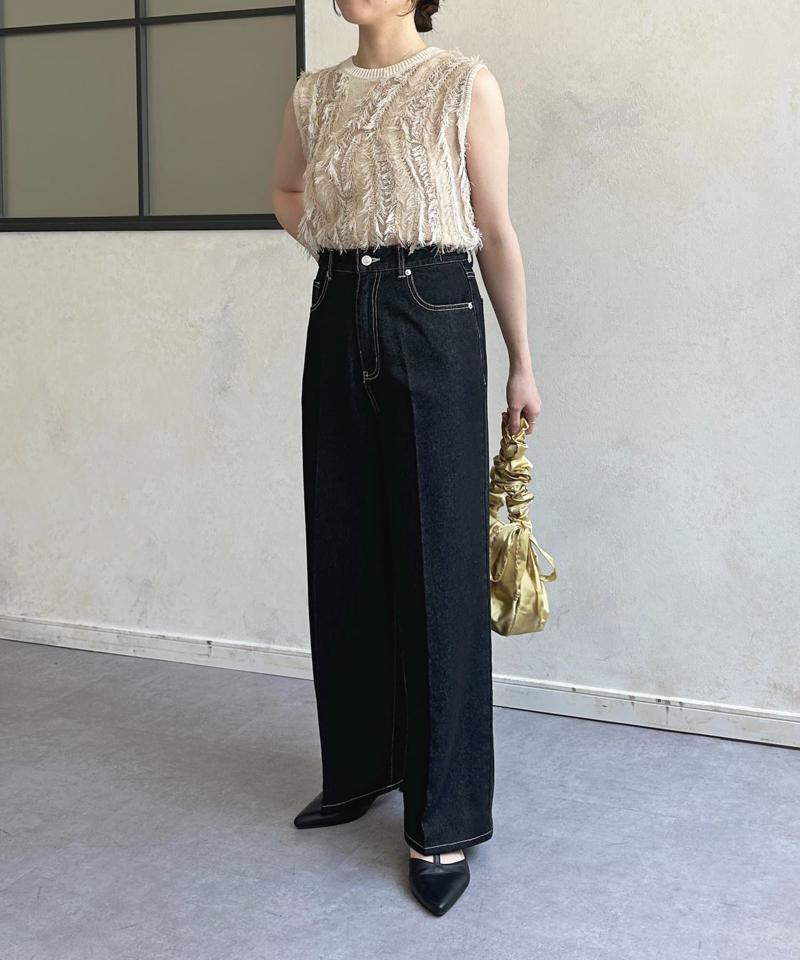 【Yuna企画】ハイウエストストレートデニムパンツ