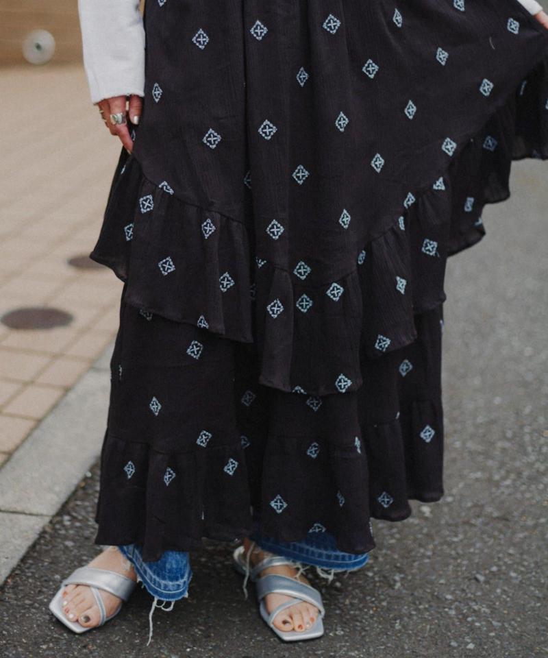 【aguni】 エンブロイダリーティアードキャミワンピ