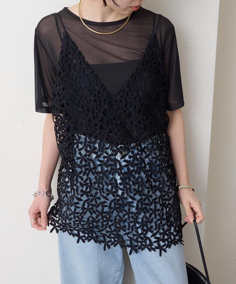 【秋冬まで着回せる◎】レースオーバーキャミソール