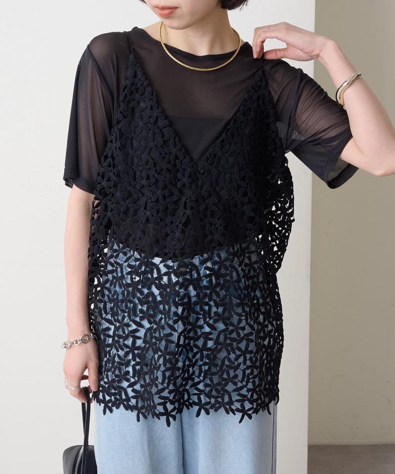 【秋冬まで着回せる◎】レースオーバーキャミソール