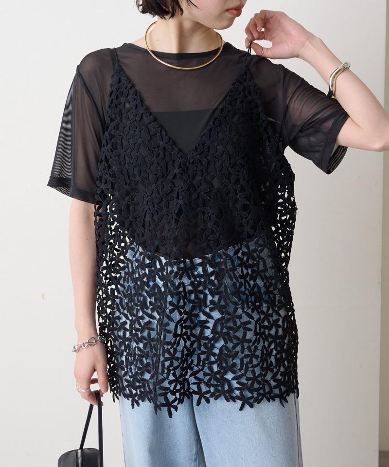 【秋冬まで着回せる◎】レースオーバーキャミソール