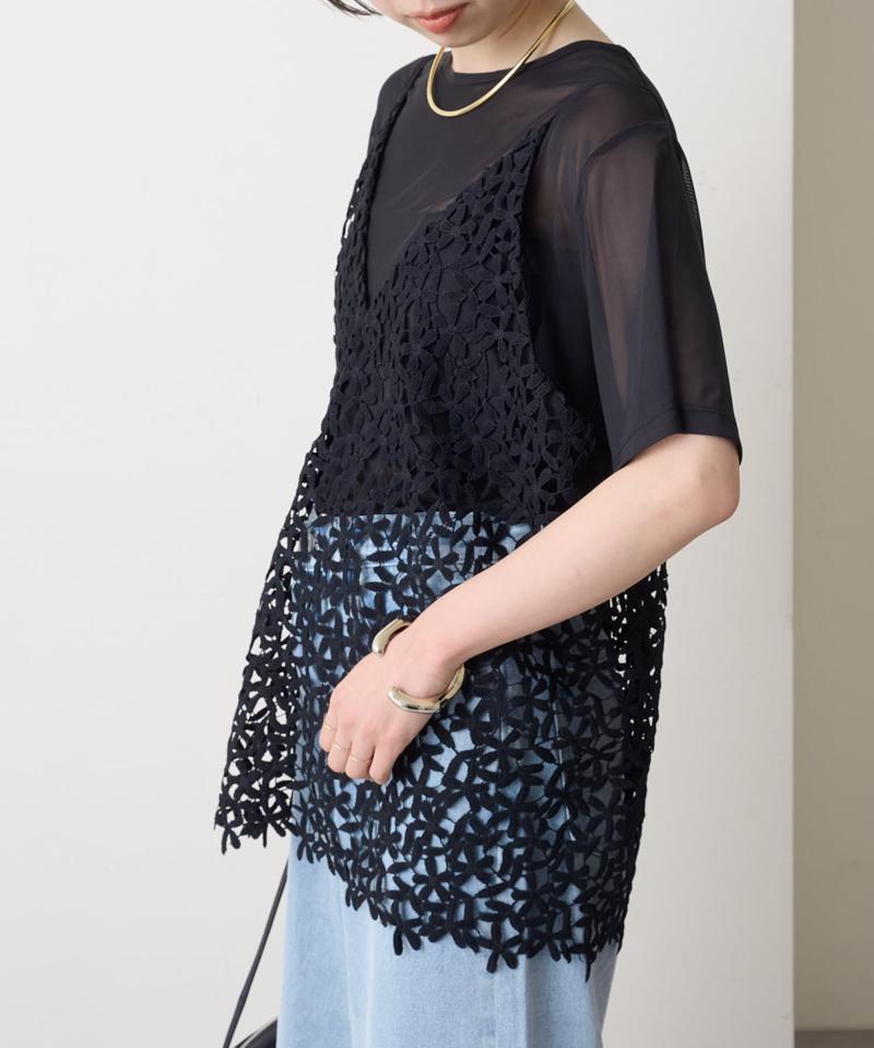 【秋冬まで着回せる◎】レースオーバーキャミソール