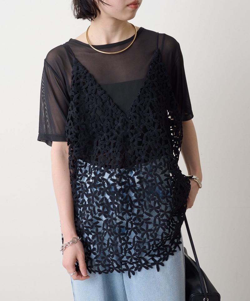 【秋冬まで着回せる◎】レースオーバーキャミソール