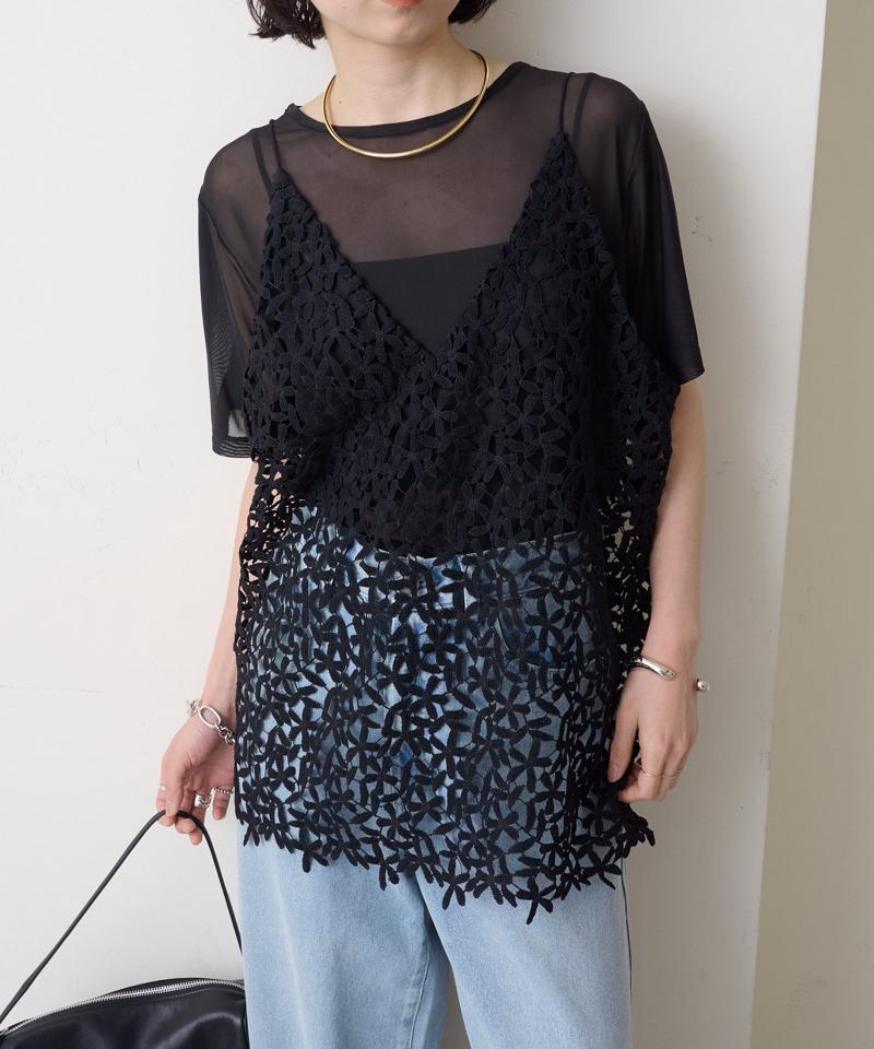 【秋冬まで着回せる◎】レースオーバーキャミソール