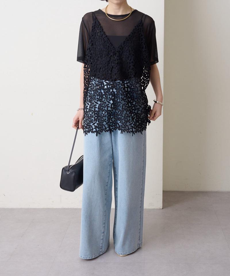 【秋冬まで着回せる◎】レースオーバーキャミソール