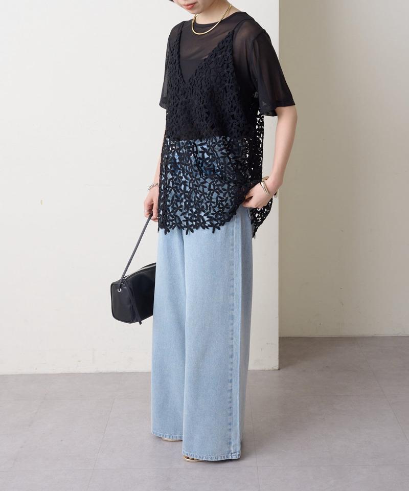 【秋冬まで着回せる◎】レースオーバーキャミソール