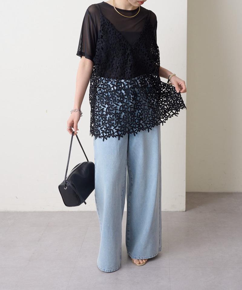 【秋冬まで着回せる◎】レースオーバーキャミソール