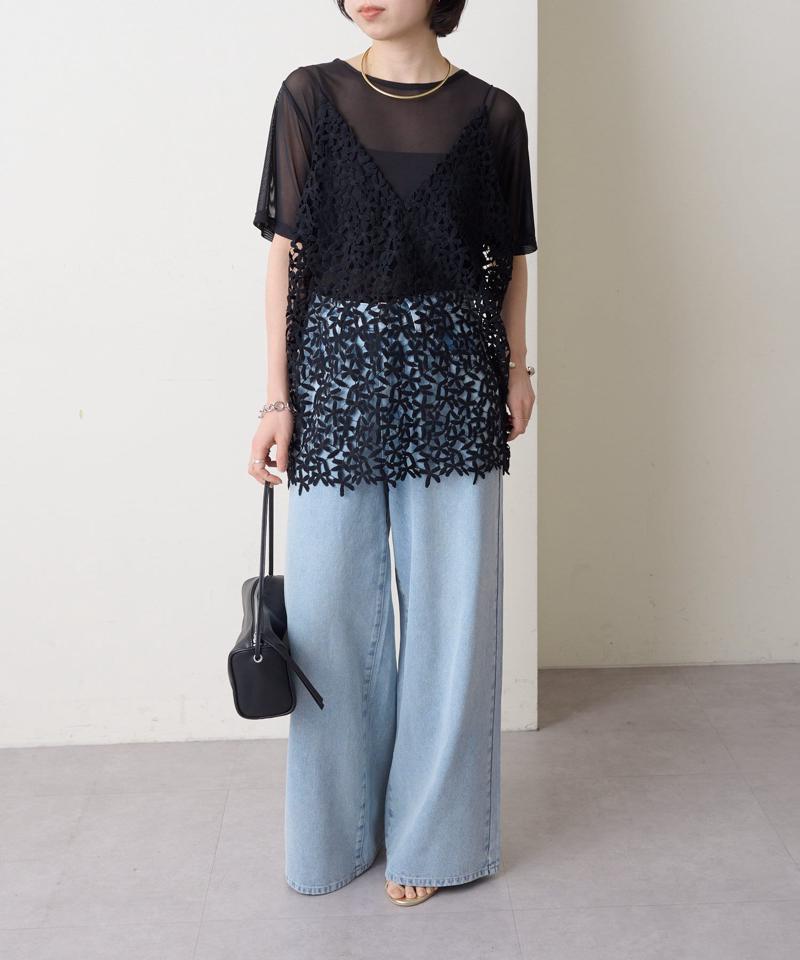 【秋冬まで着回せる◎】レースオーバーキャミソール