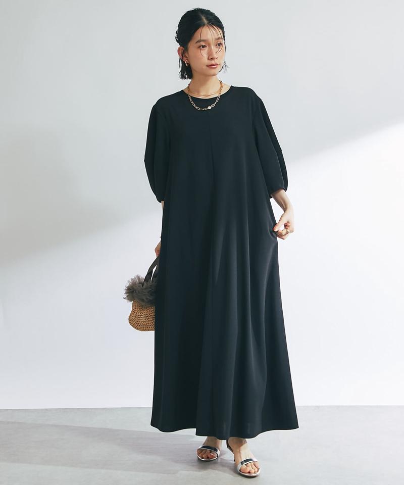 《低身長サイズあり》バルーン袖カットジョーゼットフレアワンピース