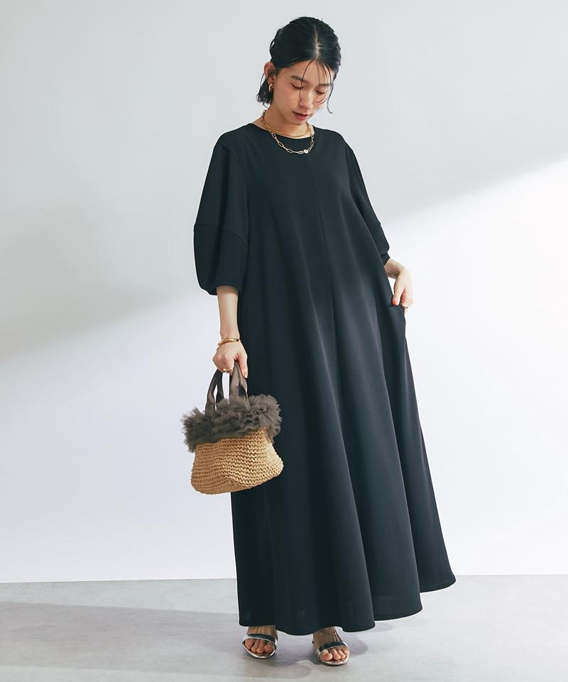 《低身長サイズあり》バルーン袖カットジョーゼットフレアワンピース