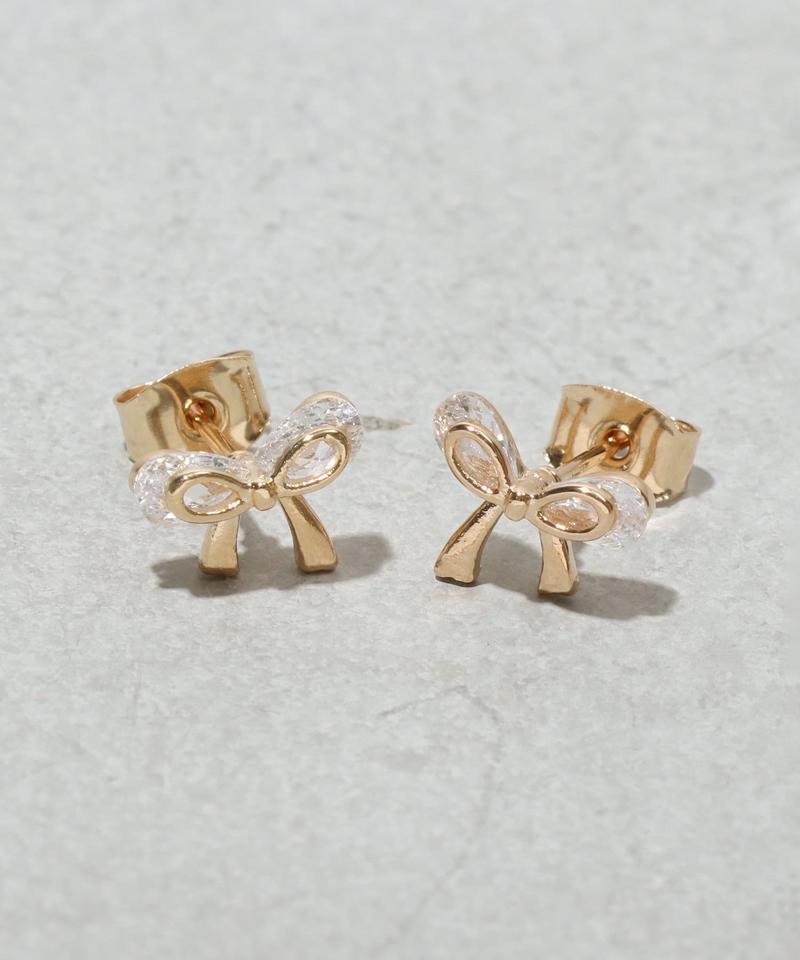 キュービックリボンピアス