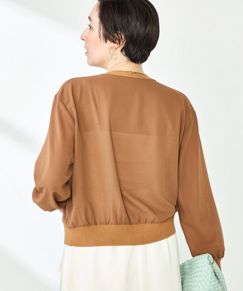 《手洗い可能》シフォンVネックカーディガン