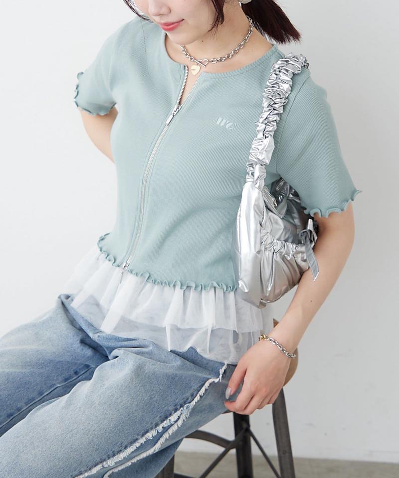 【新色追加！7色展開】半袖W ZIPリブカーデ