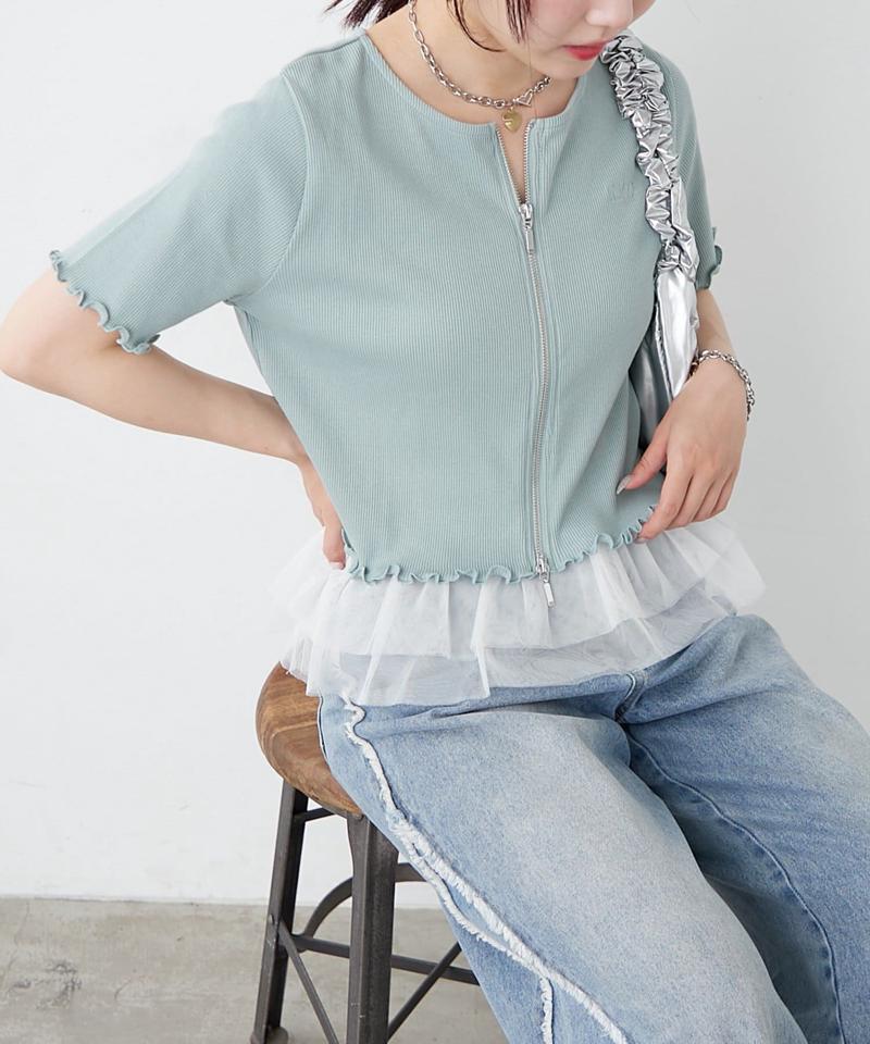 【新色追加！7色展開】半袖W ZIPリブカーデ