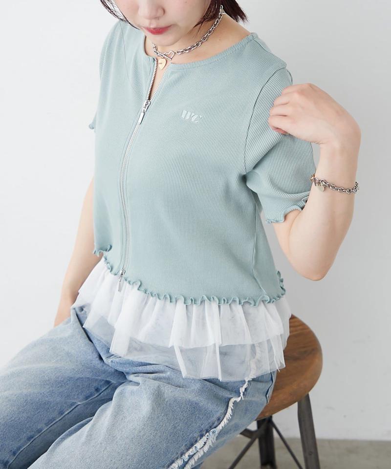 【新色追加！7色展開】半袖W ZIPリブカーデ