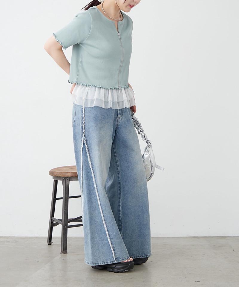 【新色追加！7色展開】半袖W ZIPリブカーデ