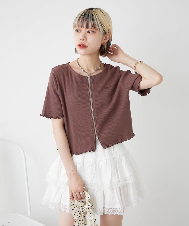 【新色追加！7色展開】半袖W ZIPリブカーデ