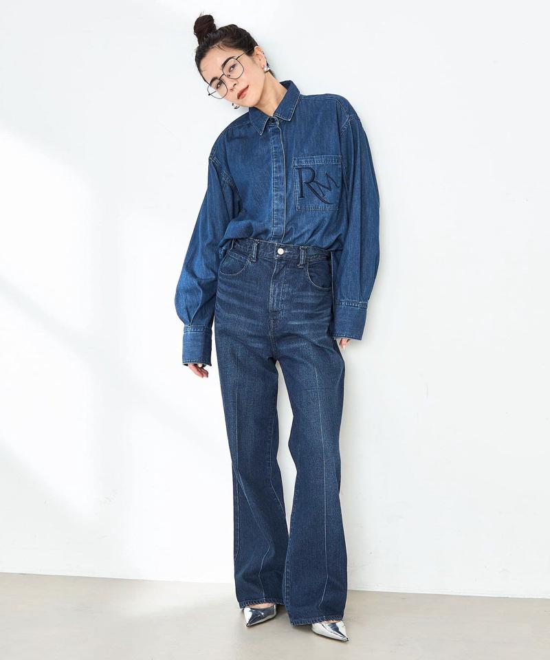 【RM denim】刺繍入りビッグデニムシャツ