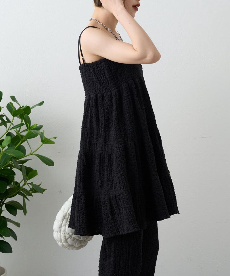 【パンツ２サイズ展開】しぼキャミフレアパンツSET