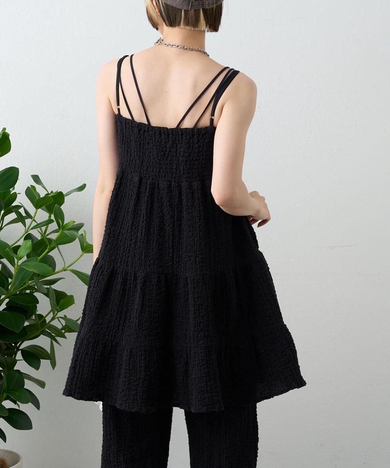 【パンツ２サイズ展開】しぼキャミフレアパンツSET