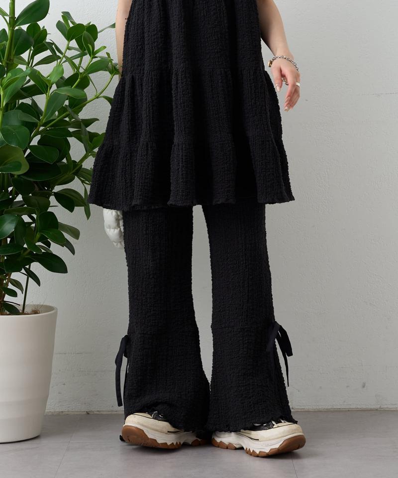 【パンツ２サイズ展開】しぼキャミフレアパンツSET