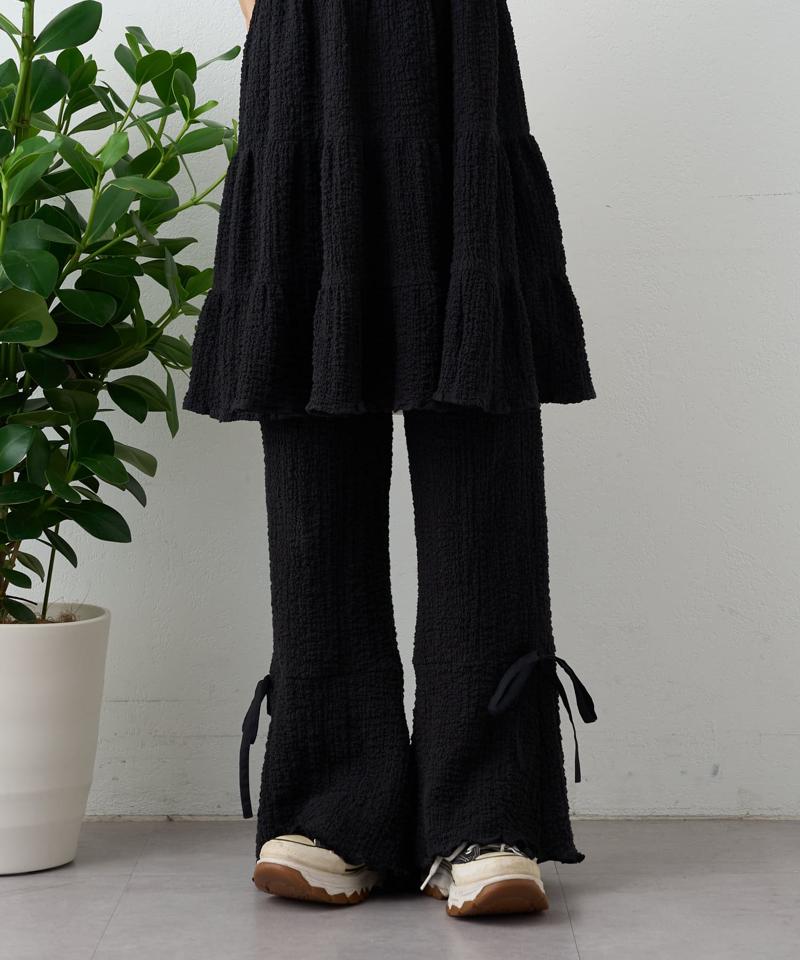 【パンツ２サイズ展開】しぼキャミフレアパンツSET