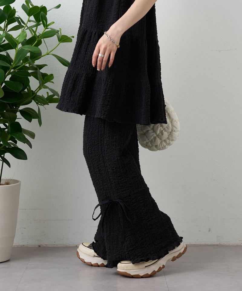 【パンツ２サイズ展開】しぼキャミフレアパンツSET