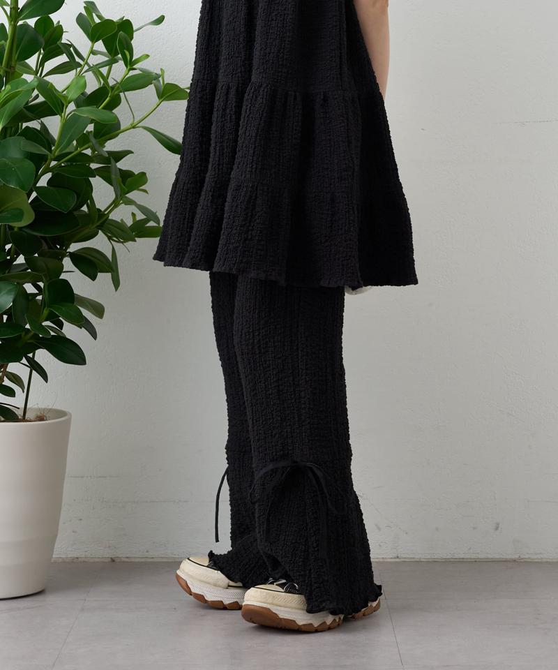 【パンツ２サイズ展開】しぼキャミフレアパンツSET