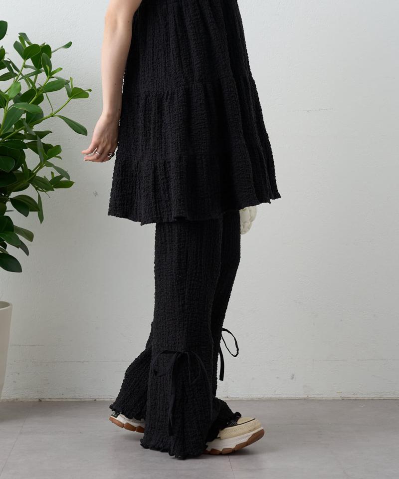 【パンツ２サイズ展開】しぼキャミフレアパンツSET