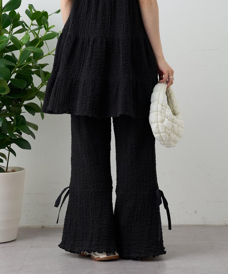 【パンツ２サイズ展開】しぼキャミフレアパンツSET