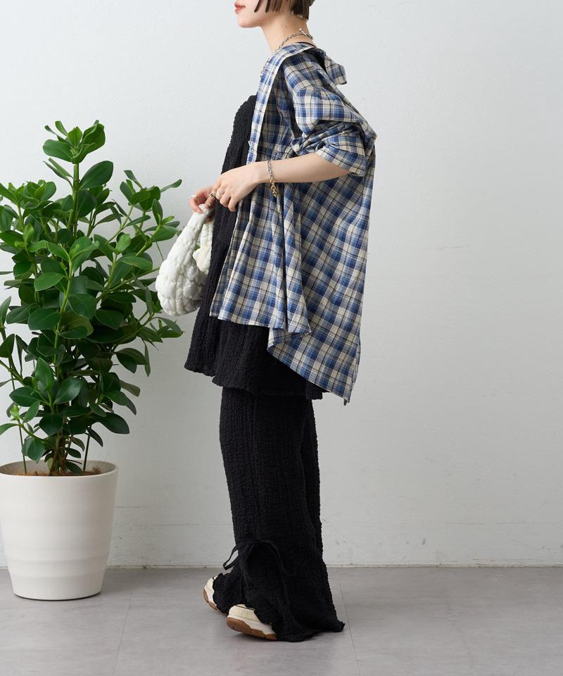 【パンツ２サイズ展開】しぼキャミフレアパンツSET