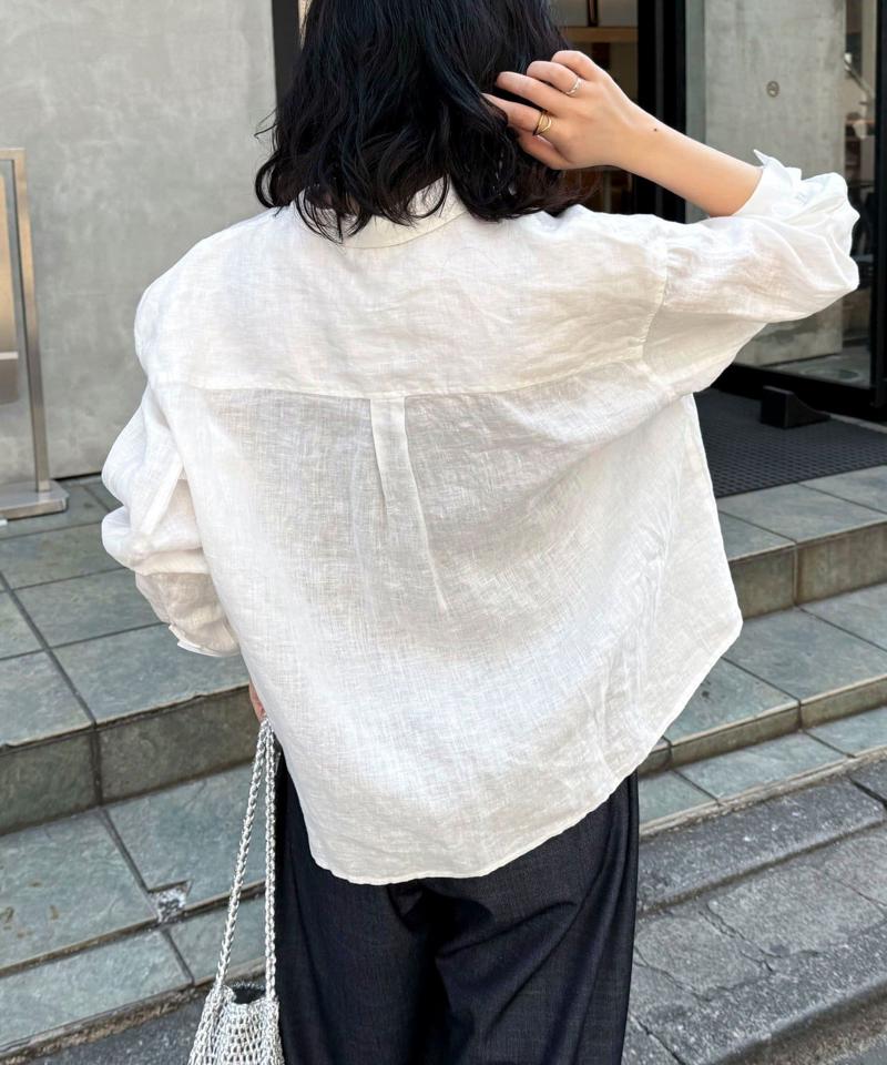 LINEN100クロップドシャツ