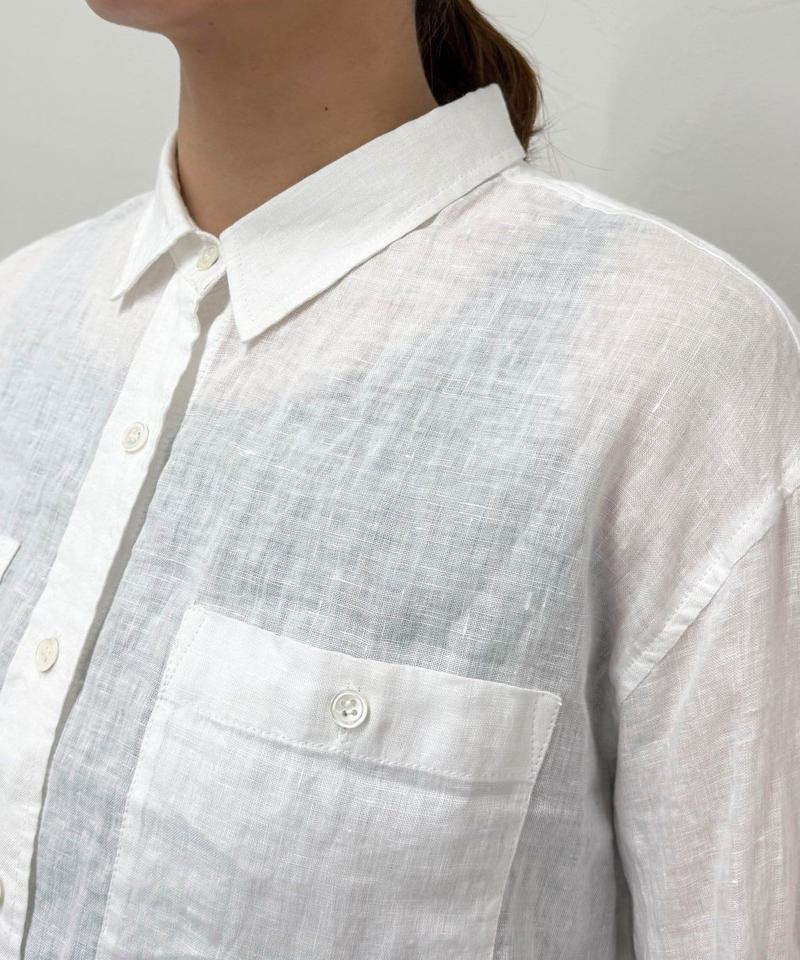 LINEN100クロップドシャツ