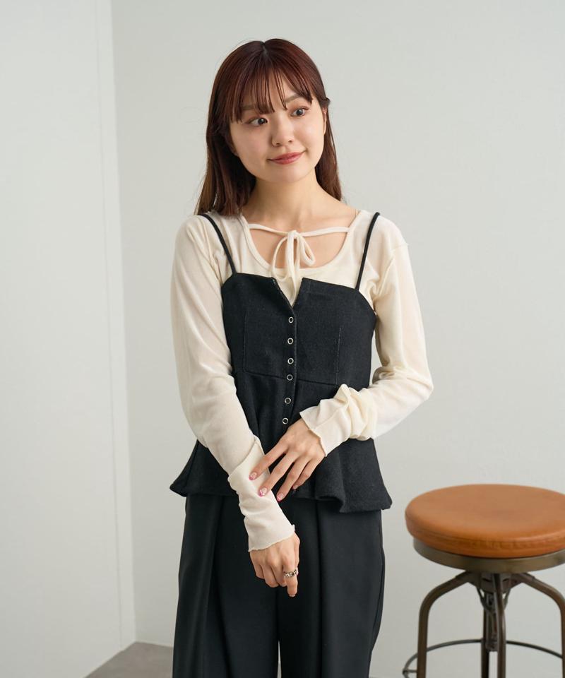 リボン開きチュールTEE