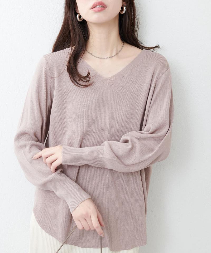 【ako】麻タッチⅤ開きニット