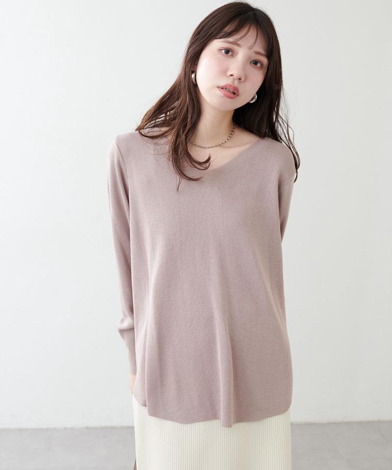 【ako】麻タッチⅤ開きニット