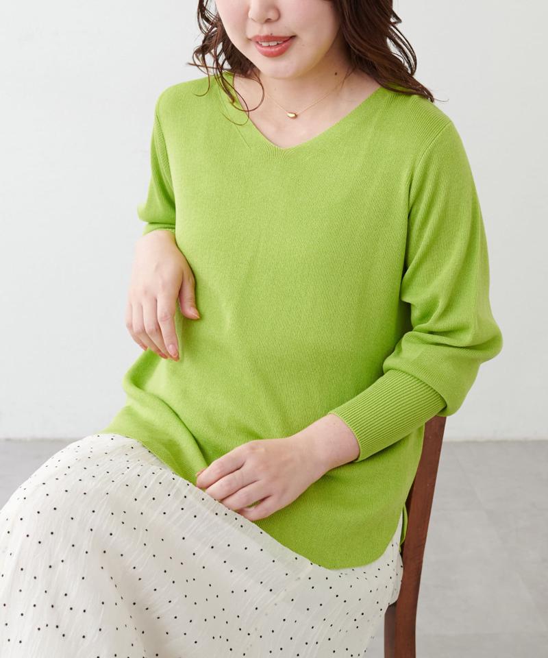 【ako】麻タッチⅤ開きニット