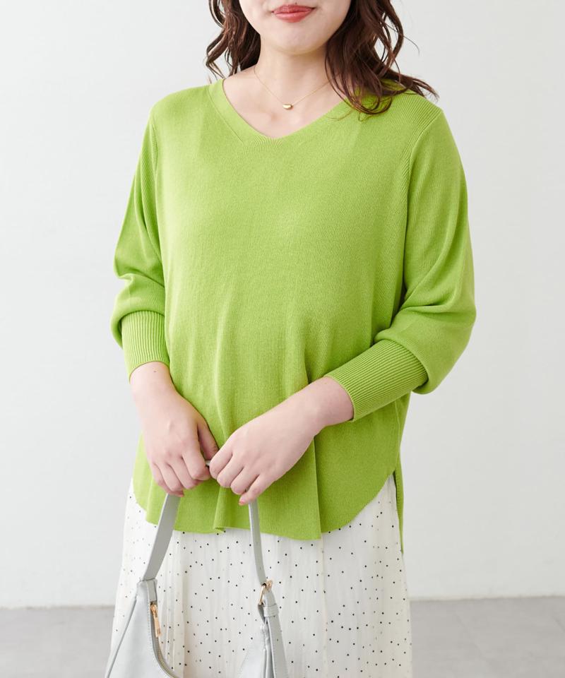 【ako】麻タッチⅤ開きニット
