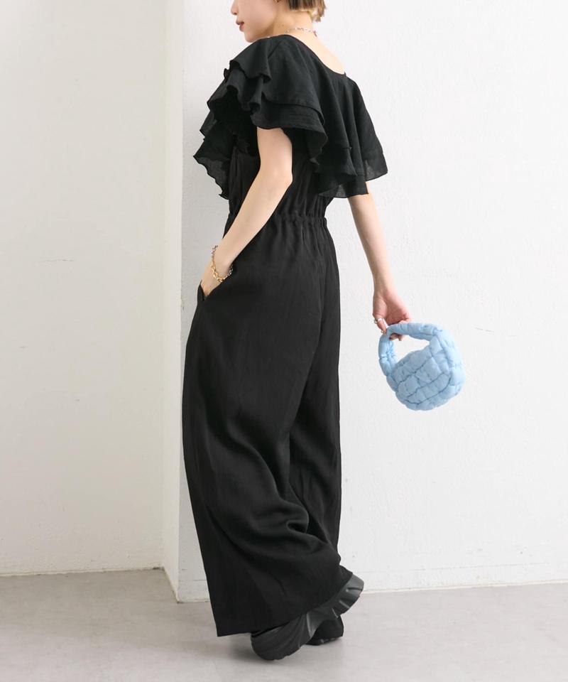 【２サイズ展開】フリル衿付きオールインワン