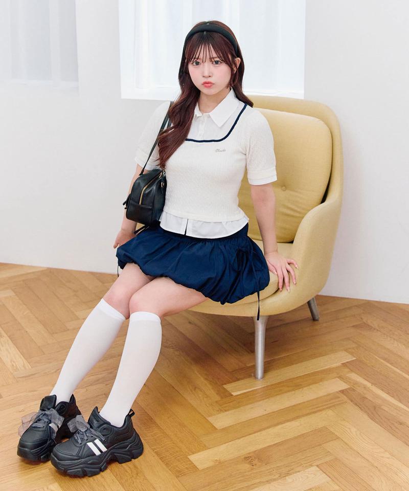 シャツレーヤードニット