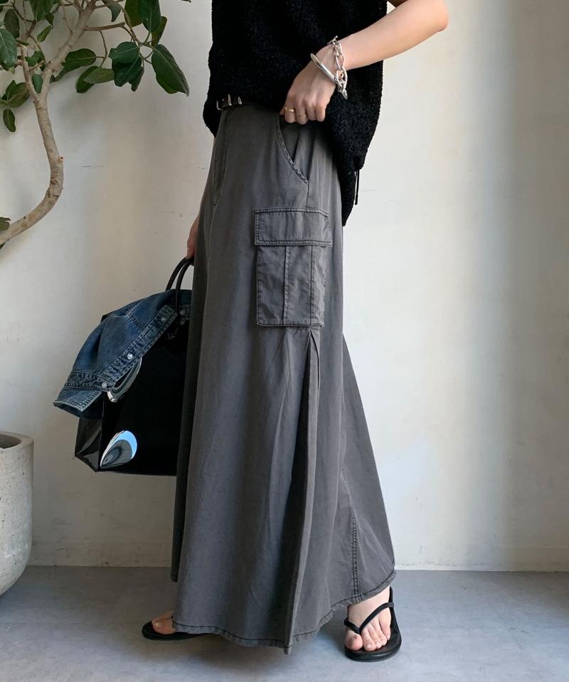 綿リヨセルピグメント加工カーゴスカート