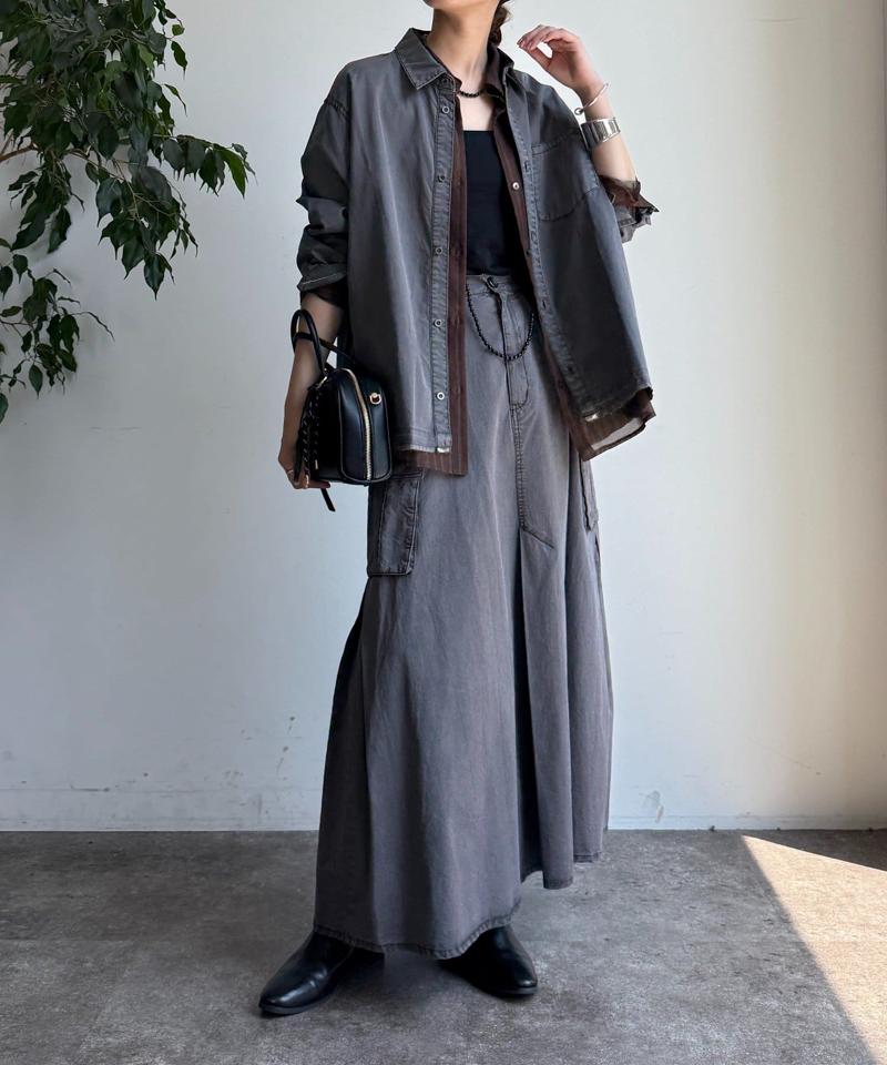 綿リヨセルピグメント加工カーゴスカート