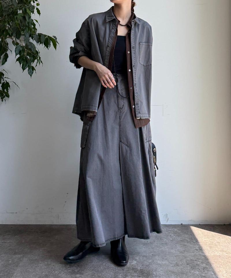 綿リヨセルピグメント加工カーゴスカート