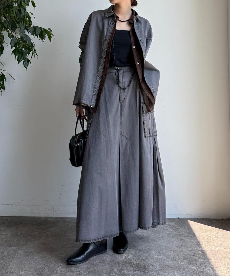 綿リヨセルピグメント加工カーゴスカート