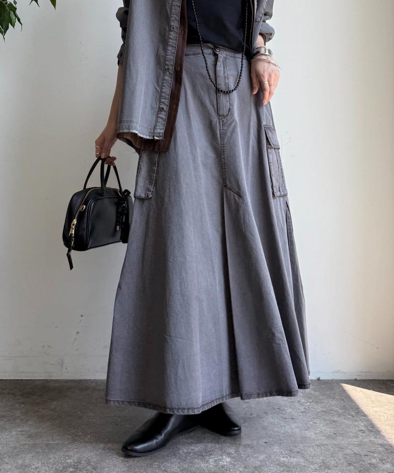 綿リヨセルピグメント加工カーゴスカート
