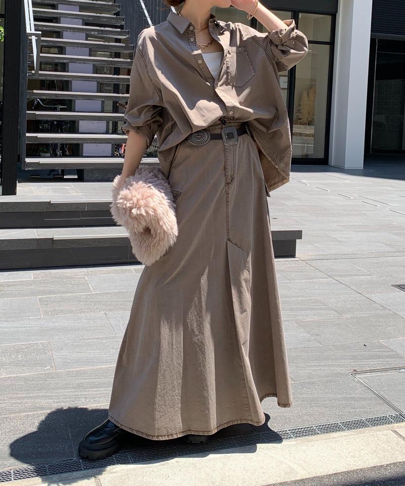 綿リヨセルピグメント加工カーゴスカート