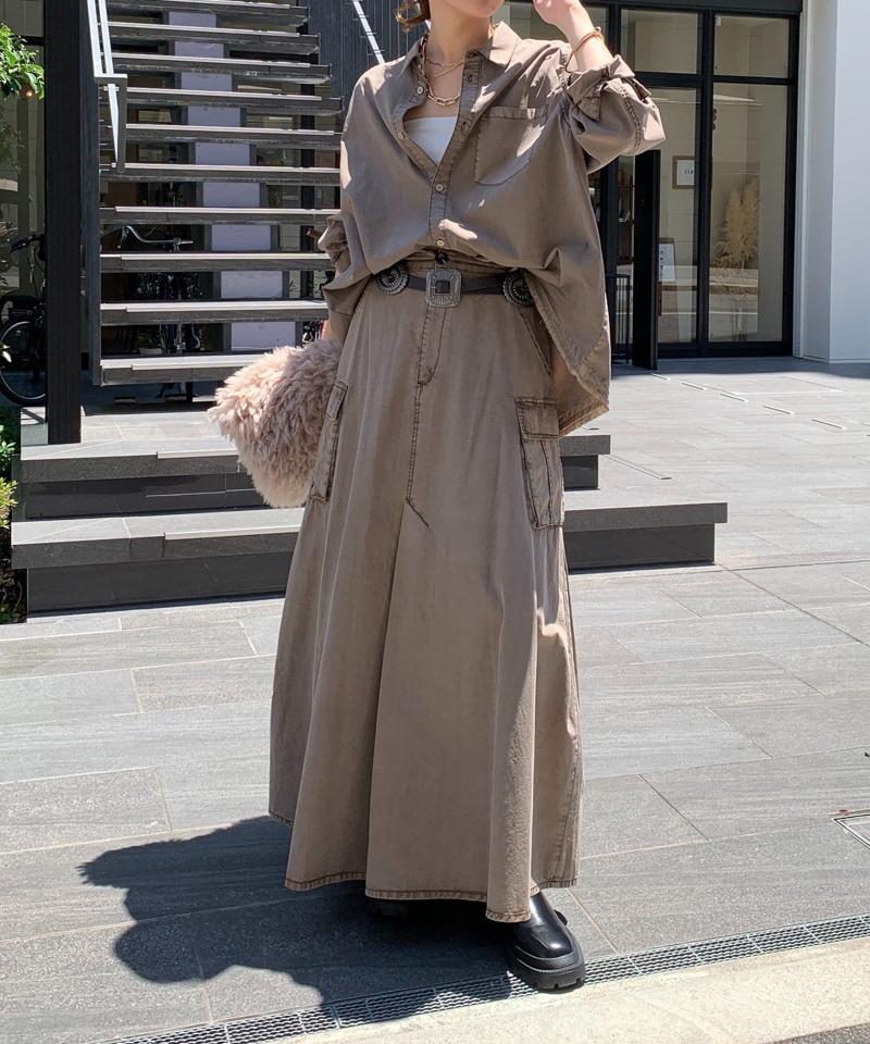 綿リヨセルピグメント加工カーゴスカート