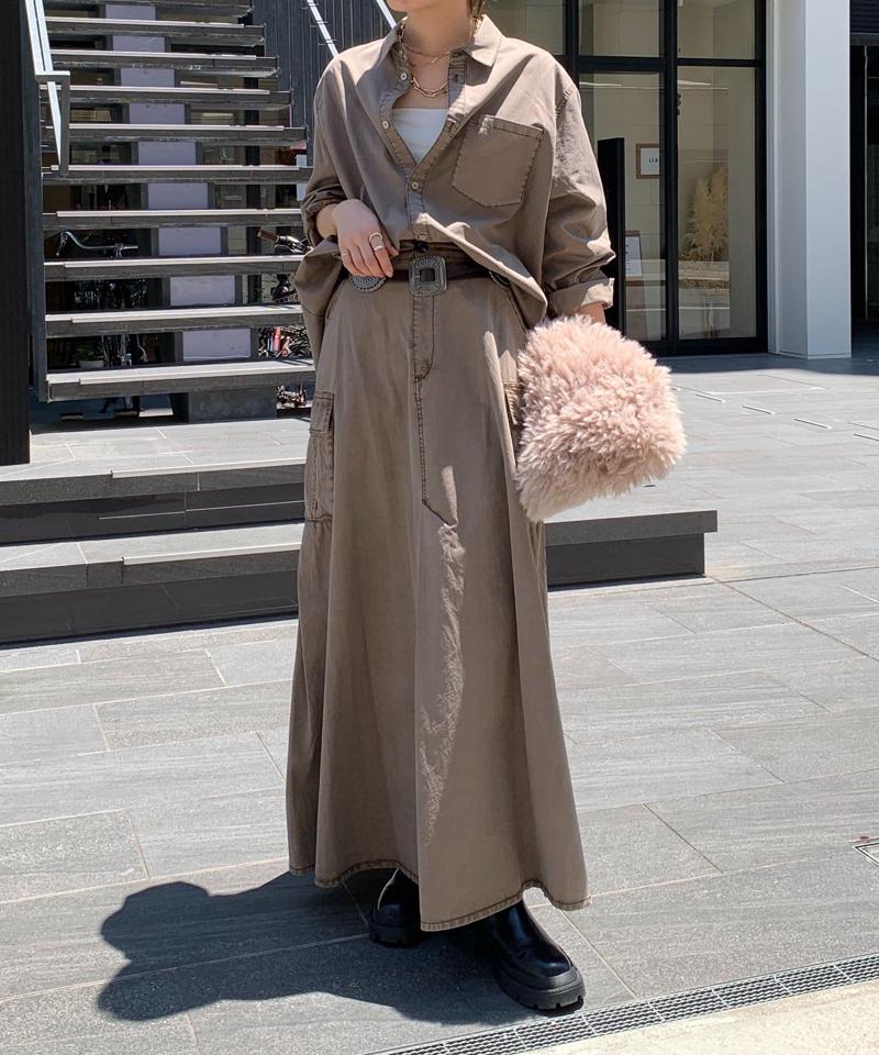 綿リヨセルピグメント加工カーゴスカート